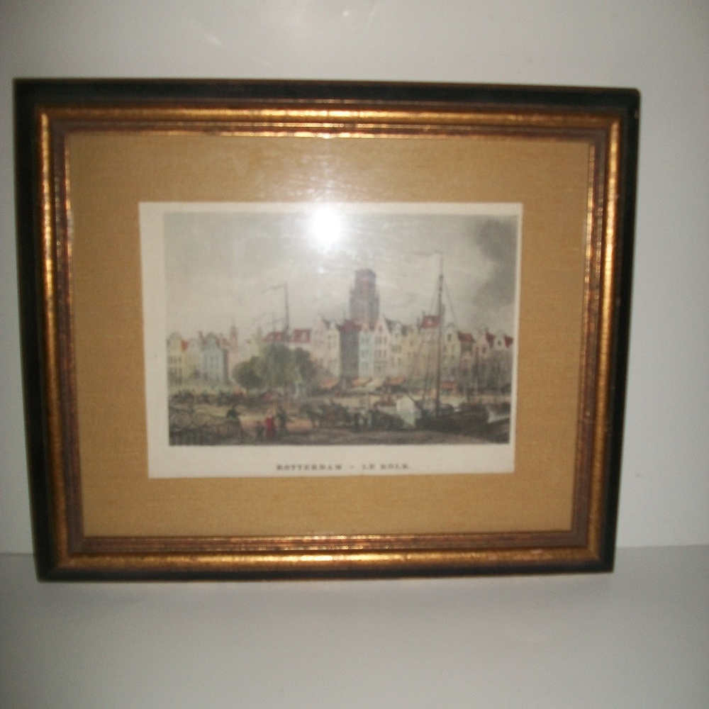 Vintage Netherlands print of Rotterdam Le Kolk